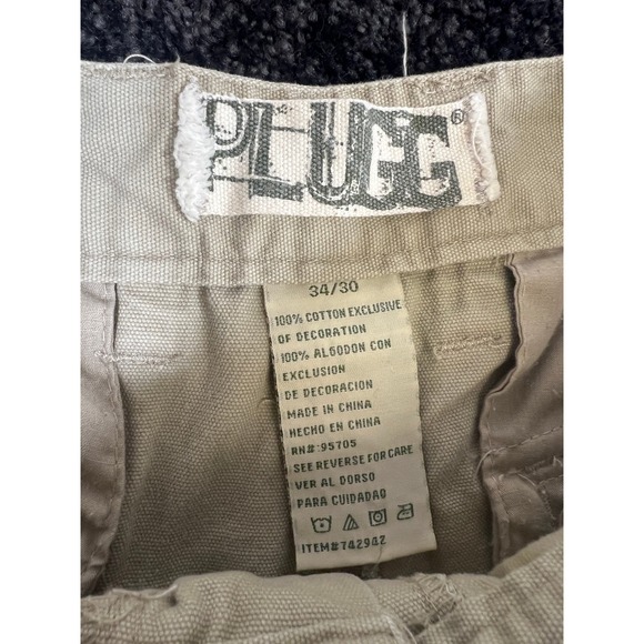 Vintage Y2K Plugg Cargo Pants Mens 34x30 Beige Cotton Casual Utility Workwear - Picture 4 of 4